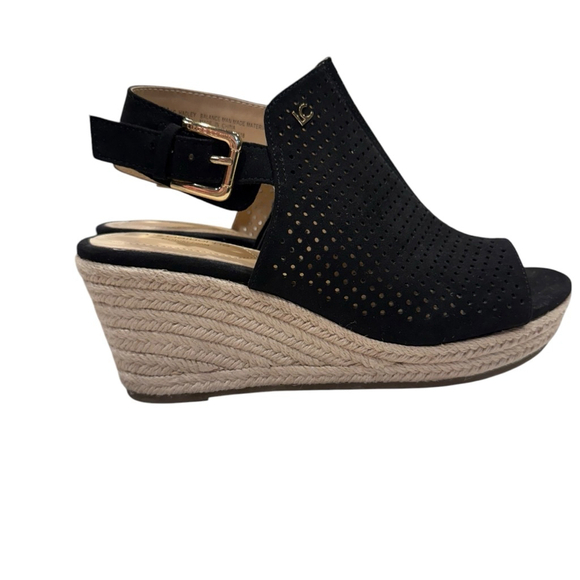 Liz Claiborne Wedge Sandals Size 7.5 Black - Picture 2 of 10